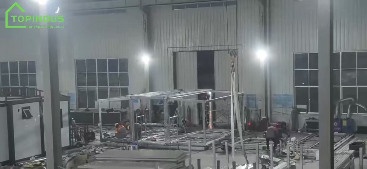 Two wing expandable container house factory internal production process