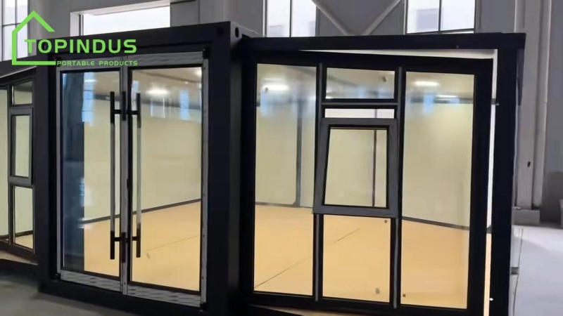Expandable Container House with Floor-to-Ceiling Glass Wall