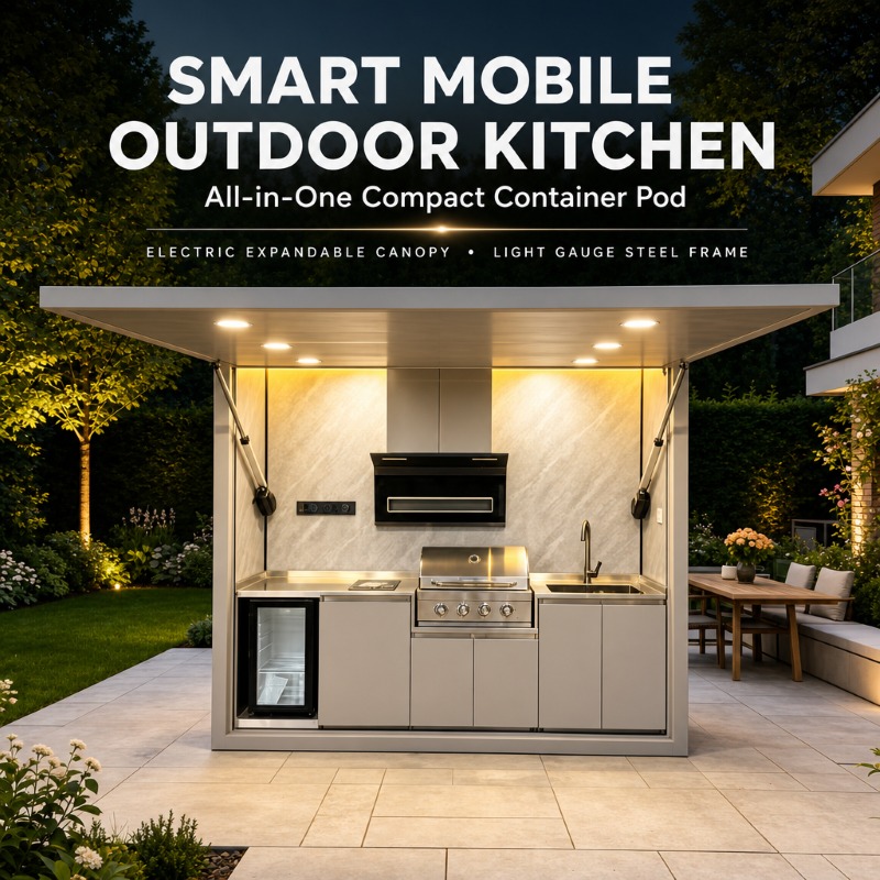 light steel frame mobile outdoor kitchen pod